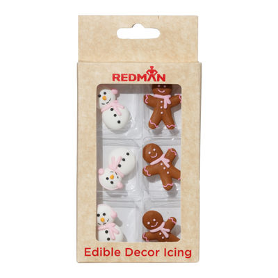 DECOR ICING SNOWMAN GINGERBREAD MAN PASTEL PINK