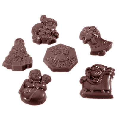 CHOCOLATE MOULD XMAS GARNISH 6FIG 18CAV CW1406