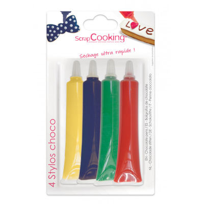 CHOCOLATE PEN RED BLUE YELLOW GREEN 4X25G