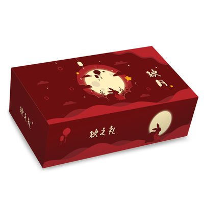 MOONCAKE BOX WITH TRAY 2S RED MOON 5SET