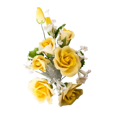 GUM PASTE FLOWER ROSE YELLOW (L) 14X21CM