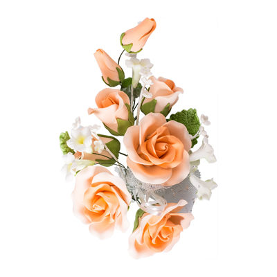 GUM PASTE FLOWER ROSE PEACH (L) 14X21CM