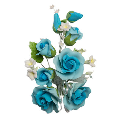 GUM PASTE FLOWER (L) ROSE L.BLUE 14X21CM