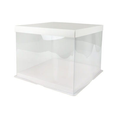 PVC DISPLAY CAKE BOX WHITE 25.5x25.5xH18CM