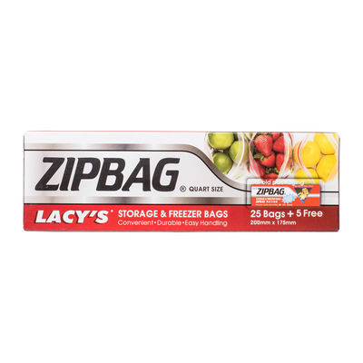 ZIPBAG QUART SIZE 200MMX175MM (BOXX25PC+5PC FREE)