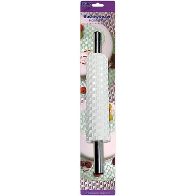 10" BASKETWEAVE ROLLING PIN W HANDLE