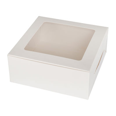 CAKE BOX PLAIN WHITE WINDOW SQUARE 7X7X3" 5PCS