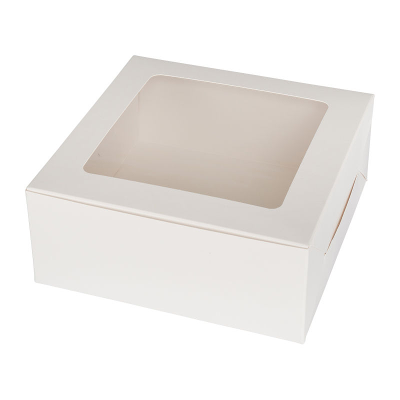 CAKE BOX PLAIN WHITE WINDOW SQUARE 7X7X3"  5PCS image number 0