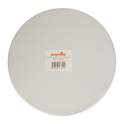 CAKEBOARD 8" ROUND SILVER 5PCS