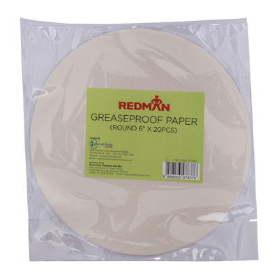 GREASEPROOF PAPER ROUND  6" 20PC
