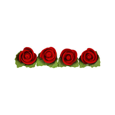 GUM PASTE FLOWER ROSE RED 12PCS 2.5X2.5CM