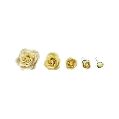 GUM PASTE FLOWER ROSE YELLOW SET 5PCS 7X4CM