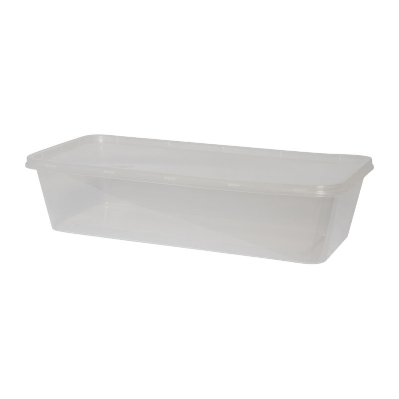 PP PLASTIC MICROWAVABLE RECTANGULAR CONTAINER WITH LID 1300ML 254MMX121MMX60MM 5SET image number 0