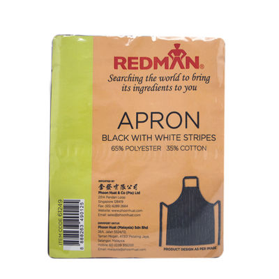 WHITE STRIPS BLACK COTTON APRON