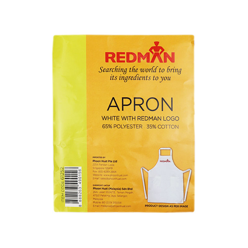 WHITE APRON WITH REDMAN LOGO image number 0