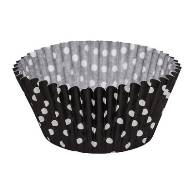 GREASEPROOF BAKING CASE 115MM BLACK POLKA DOTS 500PC