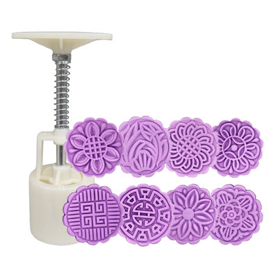 MOONCAKE HANDHELD PRESS MOULD 8 ROUND SWAPABLE INSERTS 50G