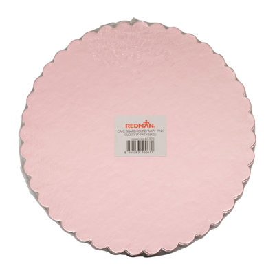 CAKEBOARD 9" ROUND WAVY PINK 5PCS