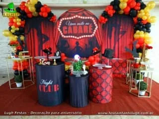 Decoração de aniversário tema Cabaré(Moulin Rouge) para festa de adultos