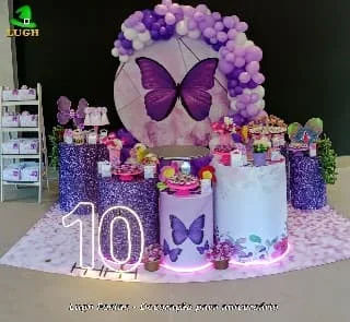 Decoração Borbboleta Roxa para festa de aniversário