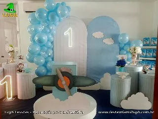 Decoraçãao de Aniversário Ursinho Aviador para Festa Infantil de 1 ano - Barra da Tijuca-RJ