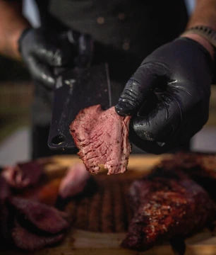 close-up sliced venison