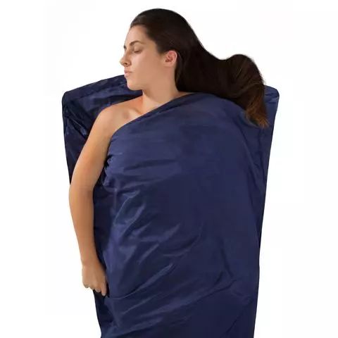 Sábana Saco de Dormir Ultraligero Saco Sábana Compacto de 100% Algodón con  Estampado de Rayas a Cuadros Sábana de Viaje 1/2/3 Personas (Color : Blue