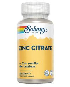 Zinc Citrate con Semilla Calabaza 50 mg. 60 VegCaps - Solaray