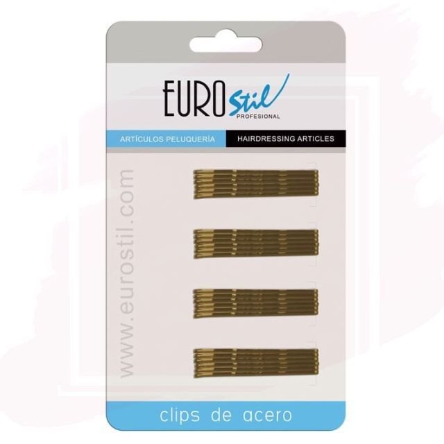 Eurostil Horquilla Ondulada con Bola Bronce 50mm (1 cartón x 24 clips) 01609