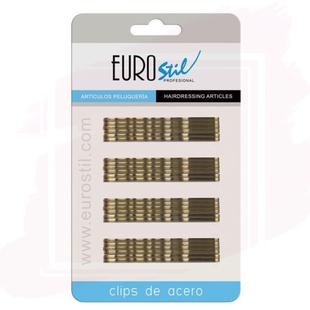 Eurostil Horquilla Ondulada con Bola Bronce 70mm (1 cartón x 24 clips) 01611