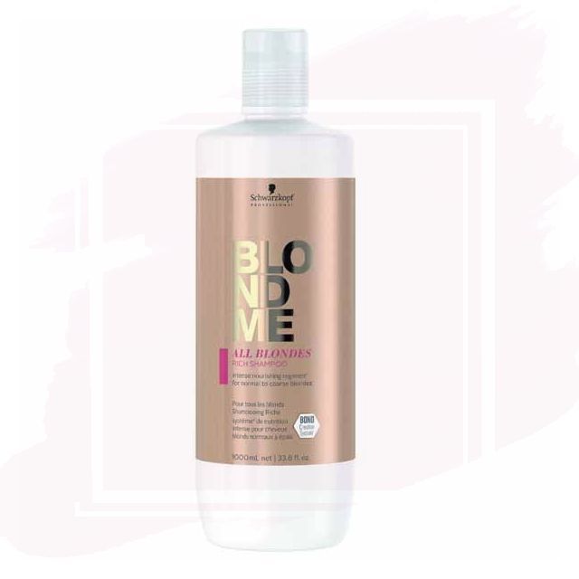 Schwarzkopf BlondMe Keratin Restore All Blondes Rich Champú Sin Sulfatos Enriquecido para todo tipo de Rubios 1000ml