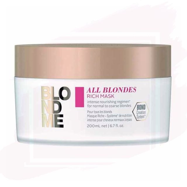 Schwarzkopf BlondMe Keratin Restore All Blondes Rich Mascarilla Enriquecida para todo tipo de Rubios 200ml