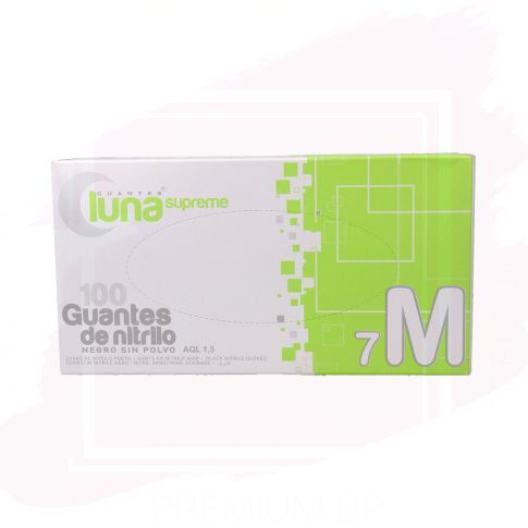 Luna Guantes Nitrilo Negro 100 U S/Polvo Mediano