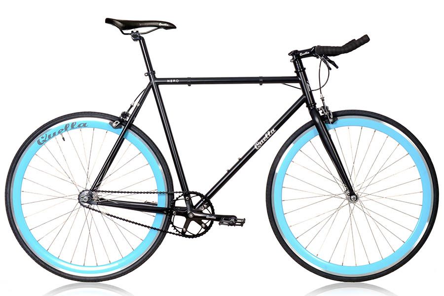 V lo Quella Nero Sky bleu en acier Fixie et Single Speed