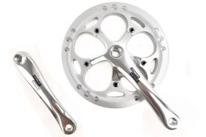 Sturmey Archer 54z Silver Kurbelgarnitur mit doppeltem Kettenschutz – Silber