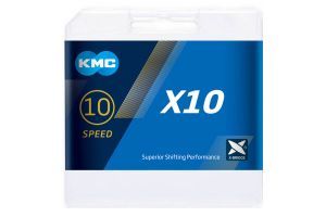 Cadena KMC X10 10V 114 Eslabones Plata Negro