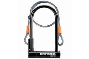 Lucchetto ad arco Kryptonite Keeper Standard con Cavo 4' Flex Nero