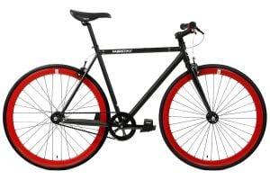 FabricBike Single Speed Bicycle - Matte Black & Red
