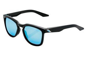 Lunettes 100% Hudson Noir Verre miroir multicouche Hiper bleu