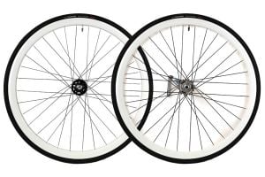 Paire de Roues Rétropédalage Santafixie 30mm + Chambres à air + Pneus Blanc