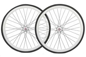 Paire de Roues Santafixie 30mm + Chambres à air + Pneus Blanc