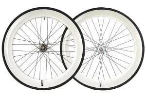 Paire de Roues Santafixie 60mm + Chambres à air + Pneus Blanc