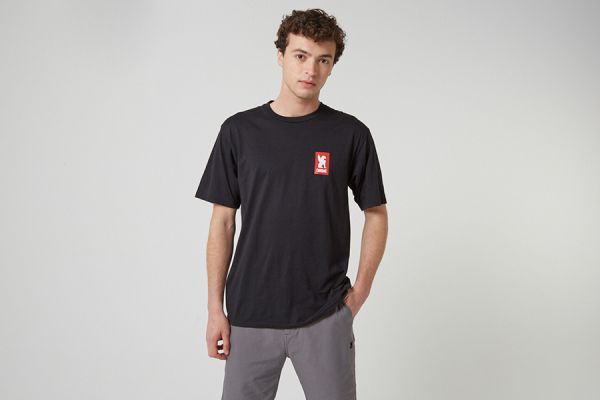 Chrome Vertical Logo Tee Red - Black