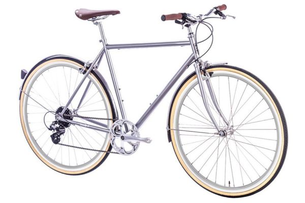 6KU Odyssey 8 Speed City Bicycle - Brandford Silver