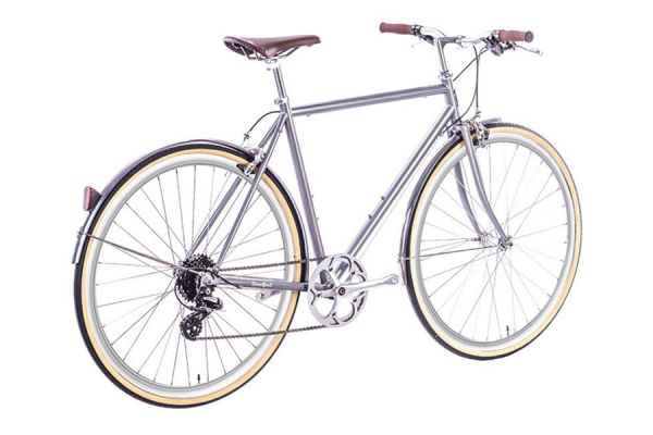 6KU Odyssey 8 Speed City Bicycle - Brandford Silver