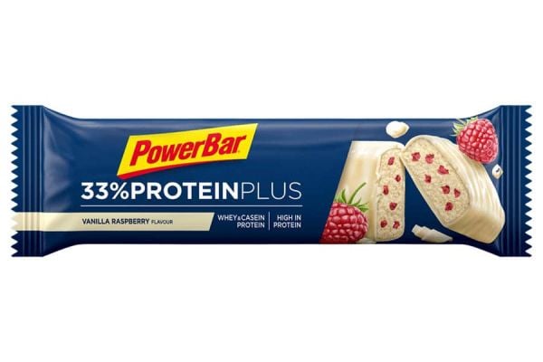 PowerBar 33% Protein Plus Energibar Vanilje hindbær x10