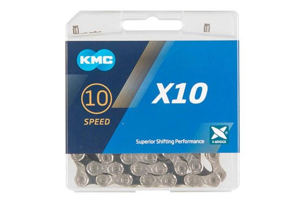 Cadena KMC X10 10V 116 Eslabones Plata Negro