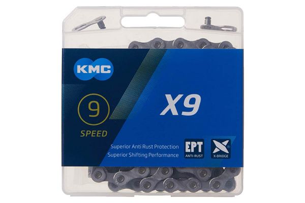 Cadena KMC X9EPT 9V 114 Eslabones Plata