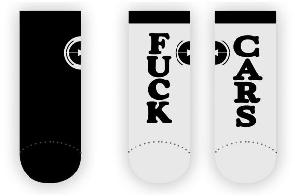 Rueda Festival Fuck Cars Cyclist Socks - White