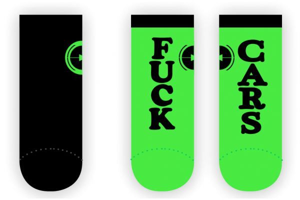 Rueda Festival Fuck Cars Cyclist Socks - Green